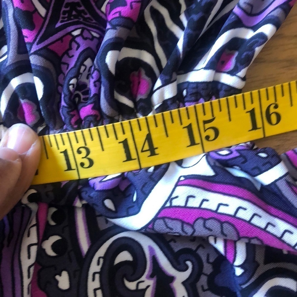 INC International Concepts Purple & White Paisley Empire Waist Dress Size Large - Picture 13 of 14